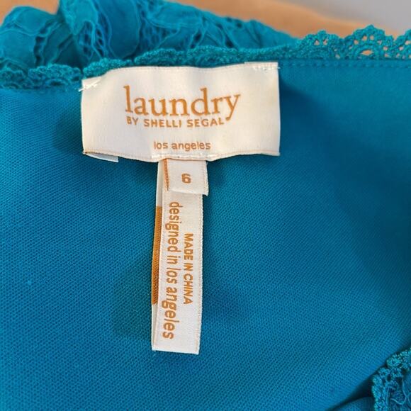 Laundry By Shelli Segal Bell Sleeve Lace A-Line Dress Blue Size 6 - Picture 11 of 14